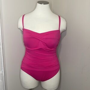 Ralph Lauren Swimsuit Sz 20W One-Piece Tummy Control Ruching Ruffled‎ Beach Club